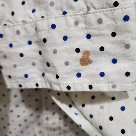 Aeropostale Men’s L Shirt White Blue Dot Button Front Long Sleeve Cotton - Picture 7 of 7